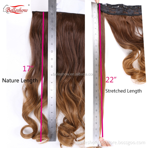 Hot sell Clip On long curly ponytail hair extension Long Curly Ombre Two Tone Synthetic Hair Extensions Clip in on Hair